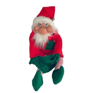 Rare Vintage Santa’s Best Stuffed Santa Hard Face Stripe Pants Large 30”